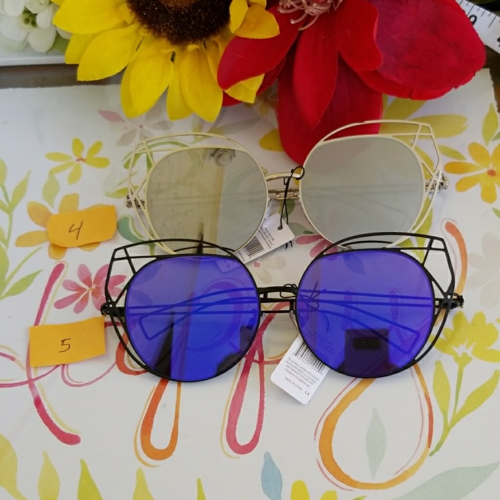 2021  Wire Cat Eye Frame Sunglasses Fashion Eyewea - Picture 3 of 5